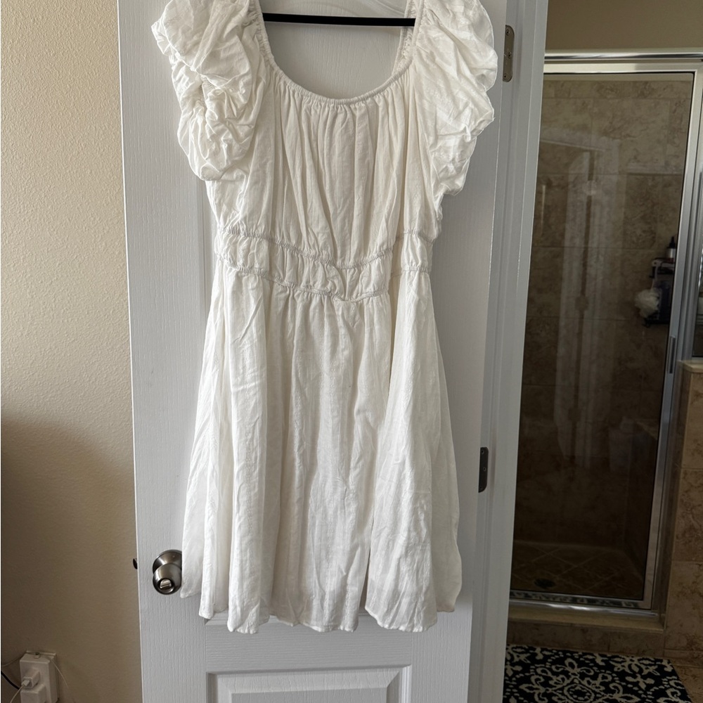 White Puff Sleeve Dress